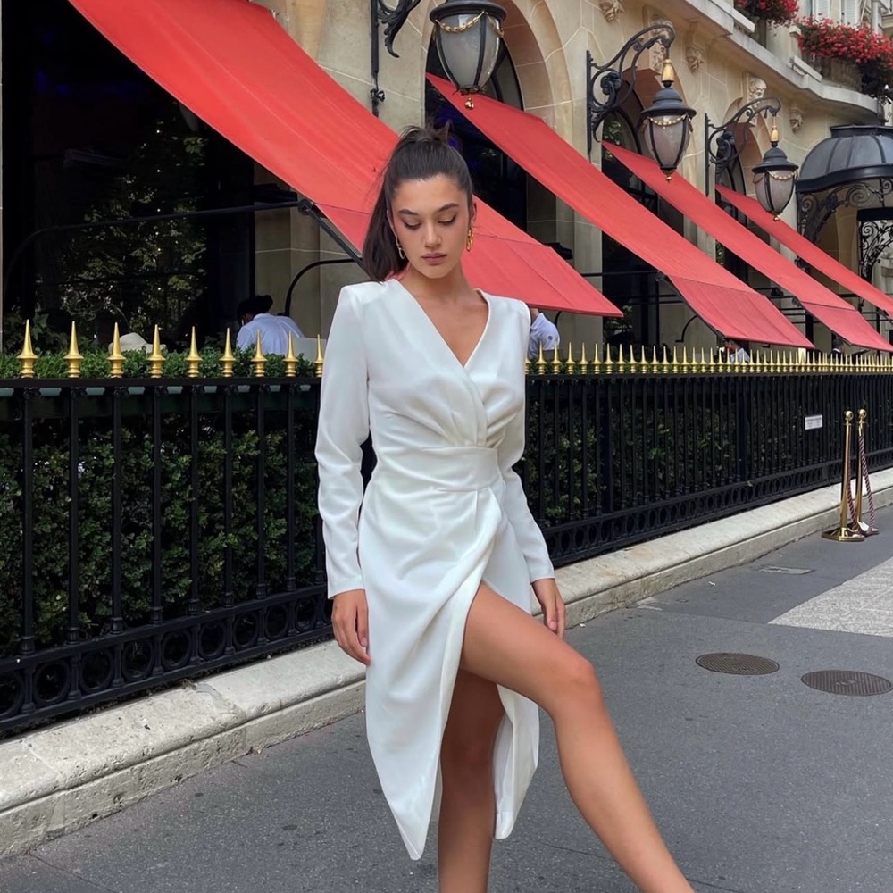 Elegant White Wrap Dress
